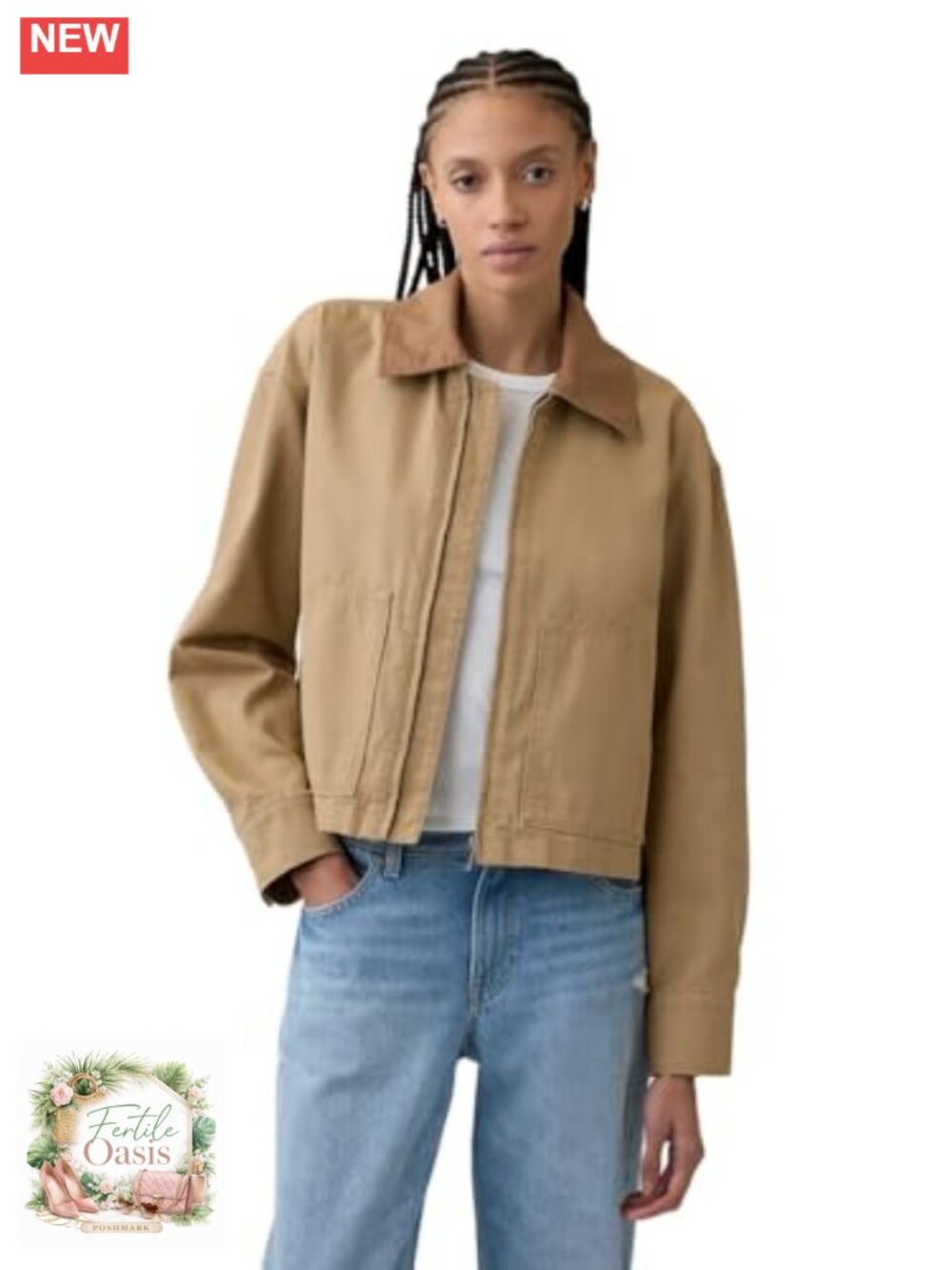 Women's Cropped Barn Jacket Cotton Spandex Casual Jacket